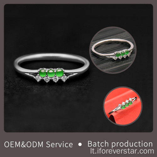 „Sun Green Color Icy Jadeite“ sužadėtuvių žiedas